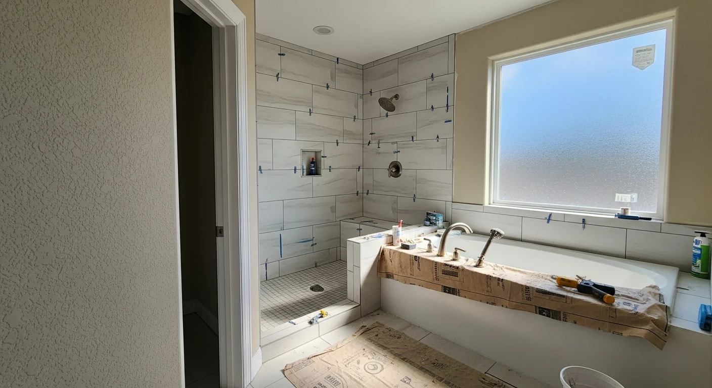 A remodeled bathroom in a Jacksonville, Florida home featuring updated tile walls, a new vanity, and painted surfaces. The finished space reflects moisture-resistant materials suited to Duval County's humid climate.