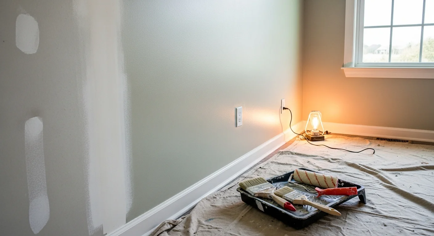A freshly painted interior living room in a Jacksonville, Florida home, showing smooth walls in a neutral finish with clean trim and ceiling lines. The room reflects the updated look typical of a Duval County residential repaint project.